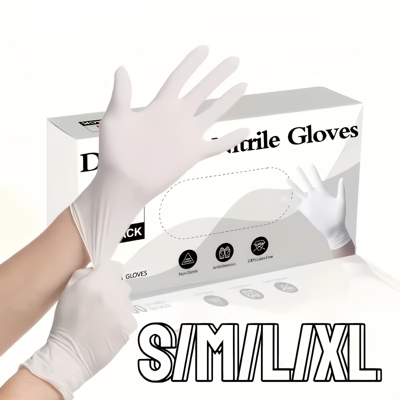 Medical Gloves - Guanti in Nitrile Bianchi Resistenti, Antiscivolo
