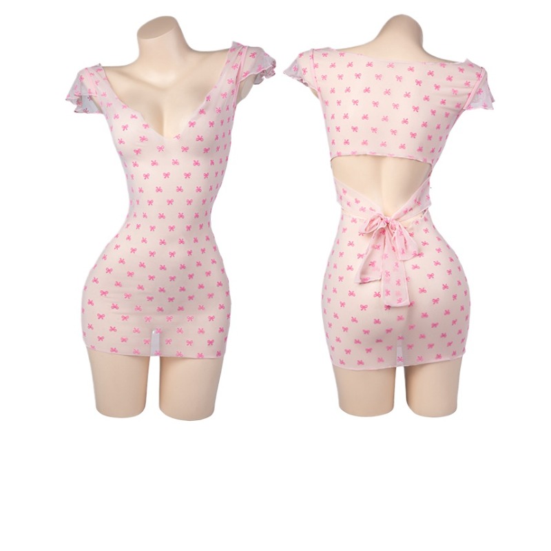 Bandage - Abito sexy trasparente in tulle rosa