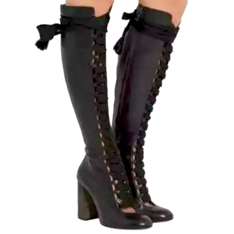 Bandage - Moda Marrone Spesso Laccio Croce Stivali