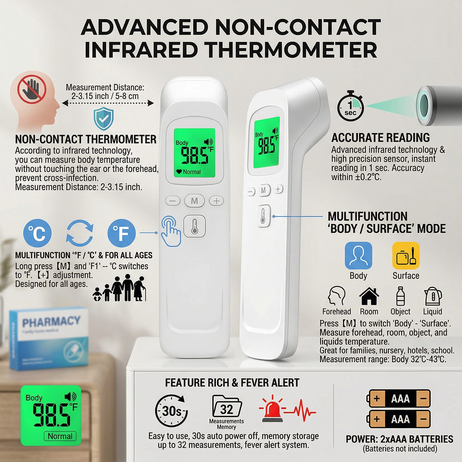 Termometro digitale frontale e - Pulse Oximeter recensione e prezzo